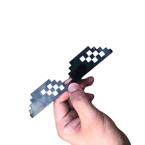 Funny 8 Bit Cartoon Glasses Black - Picture 12 of 13